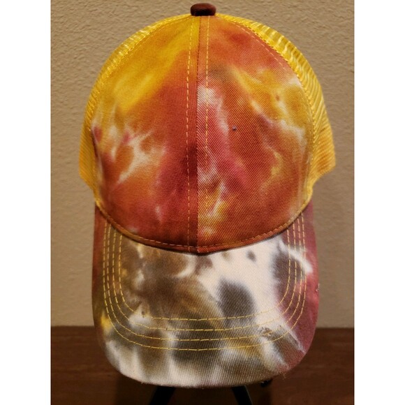 CC Tie Dyed High Bun Ponytail Hat Mustard Color SUPER CUTE Spring Hat - Picture 9 of 12